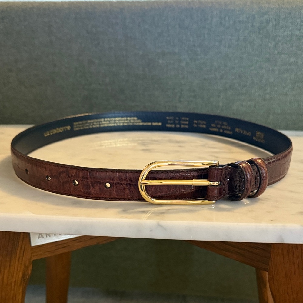 Liz Claiborne Brown Croc-Embossed Leather Belt